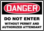 Confined Space Entry Permit Required - OSHA Danger Safety Sign MCSP107